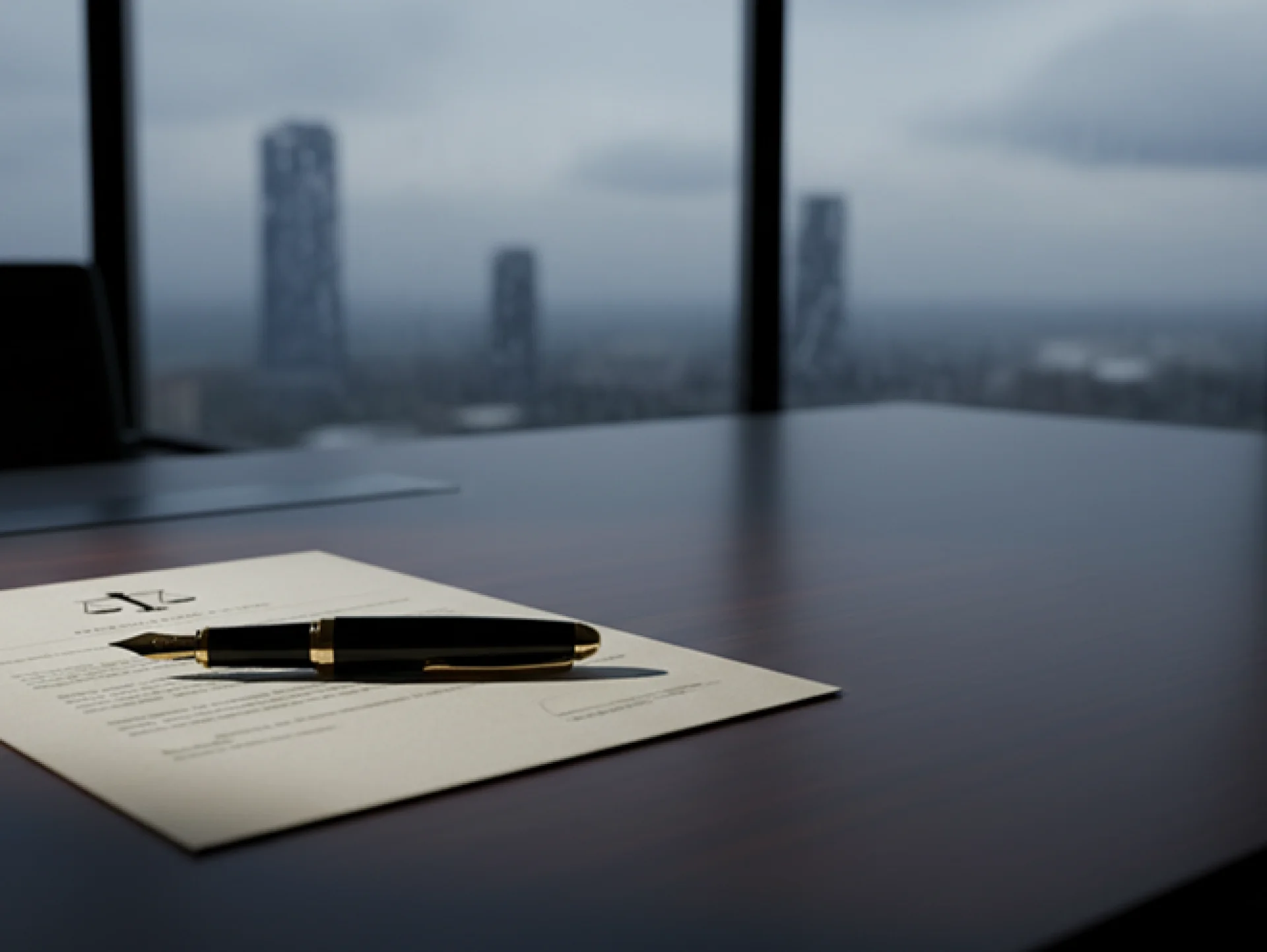 Pen resting on a signed agreement